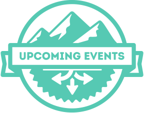 Illustrated events badge with trees and. a ticket